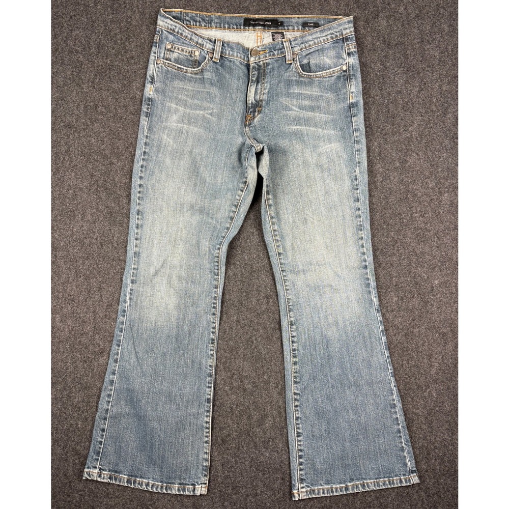 VTG Calvin Klein Jeans Womens 12 Flare Leg Medium Wash Blue Denim Stretch 31x28